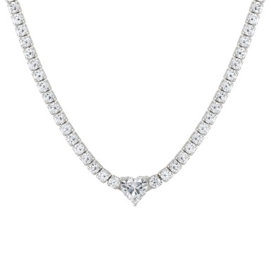 Tennis White Heart Necklace