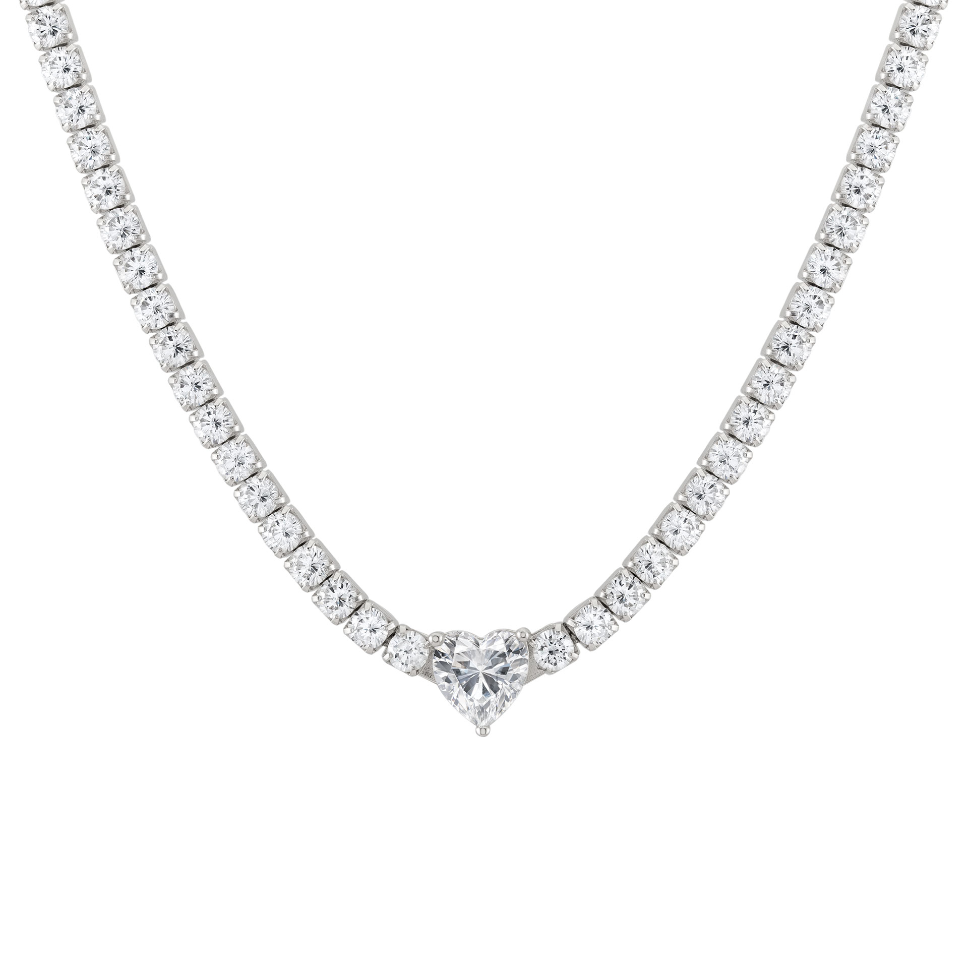 Colar Tennis Coração Branco