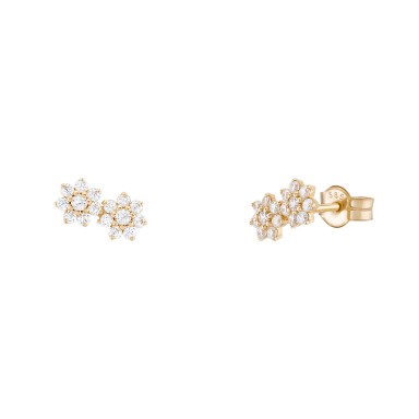 Gold 2 Flowers Earrings