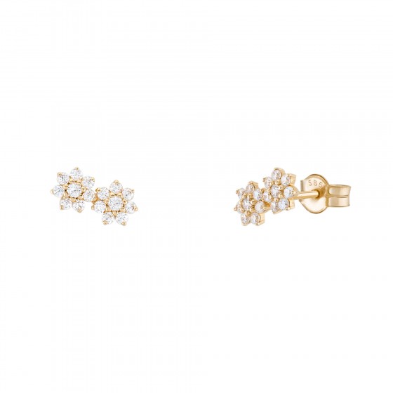 Gold 2 Flowers Earrings