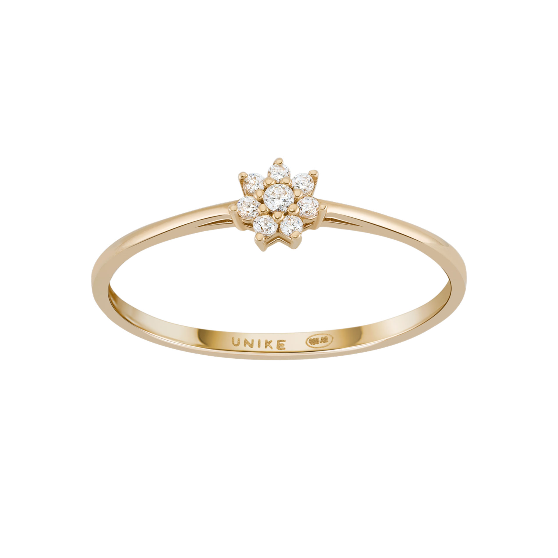 Anel Ouro Solitário Flores