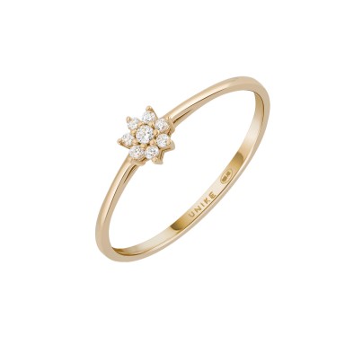 Gold Solitaire Flowers Ring