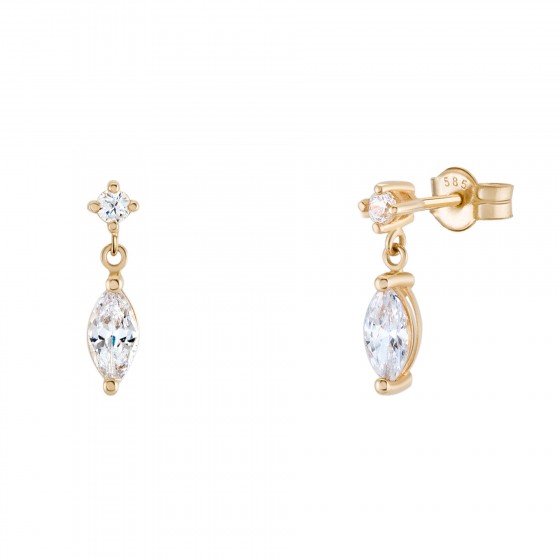 Gold Navette Earrings