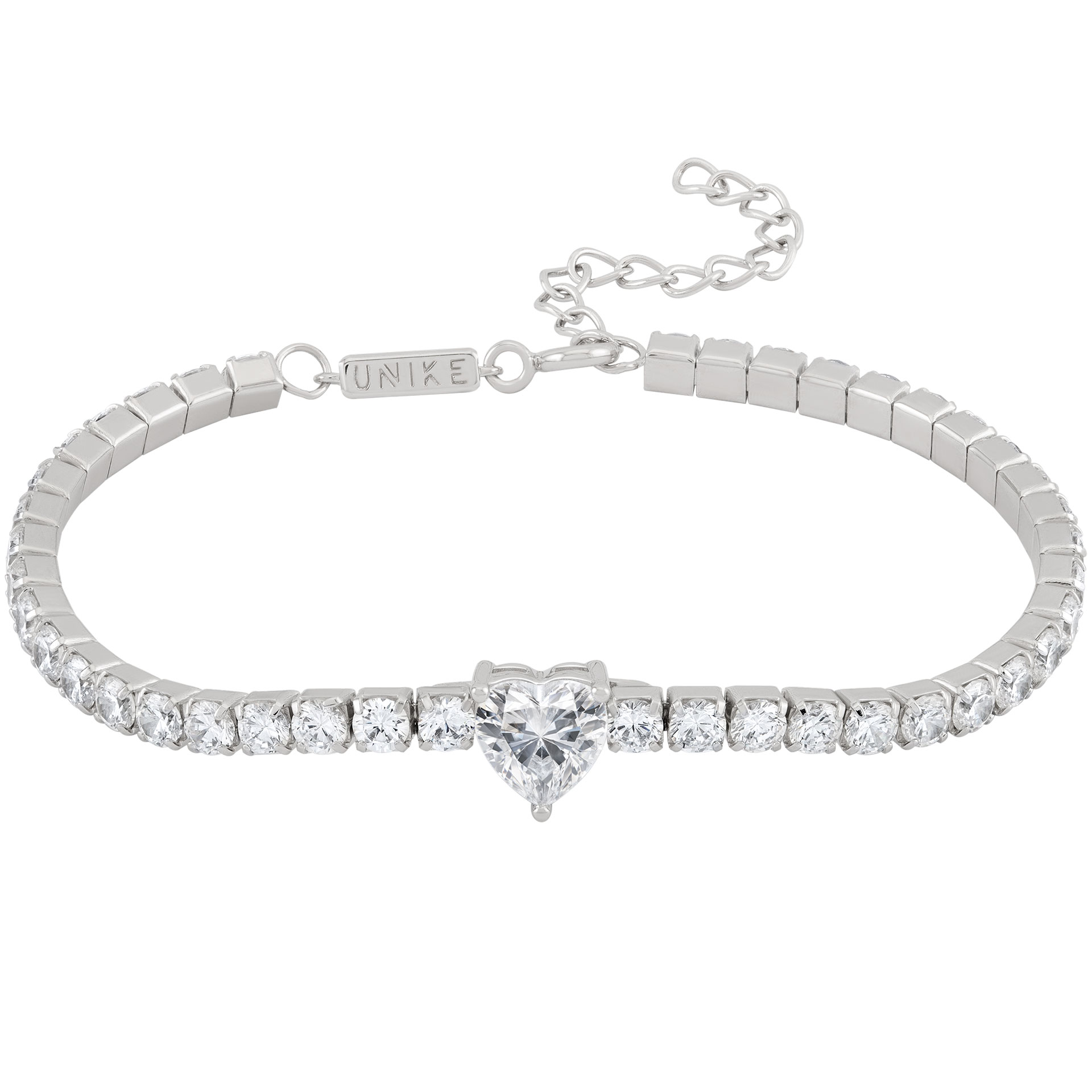 Pulsera Tennis Corazón Blanco