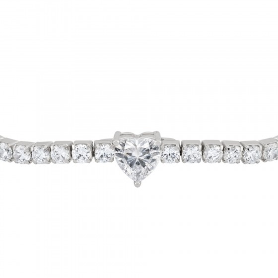 Pulsera Tennis Corazón Blanco Pulsera Tennis Corazón Blanco