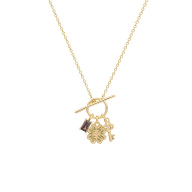 Fun Multi Charms Clover Necklace