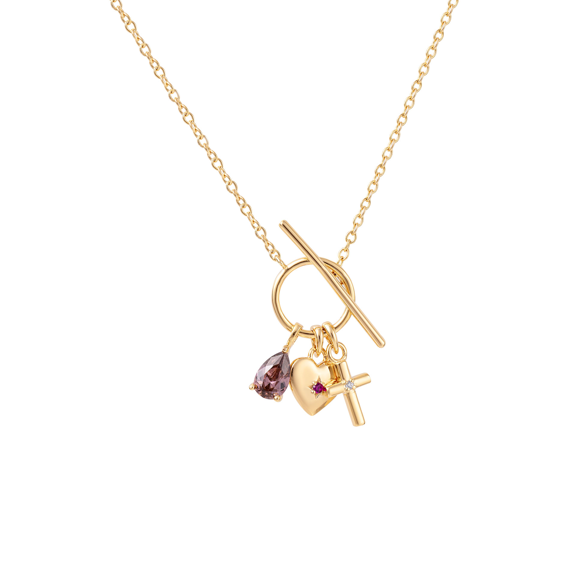 Colar Fun Coração e Cruz