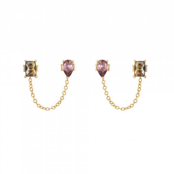 Fun Stones & Chain Earrings