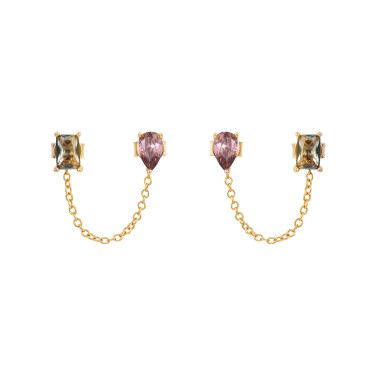 Fun Stones & Chain Earrings