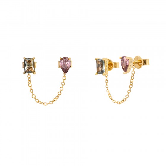 Fun Stones & Chain Earrings