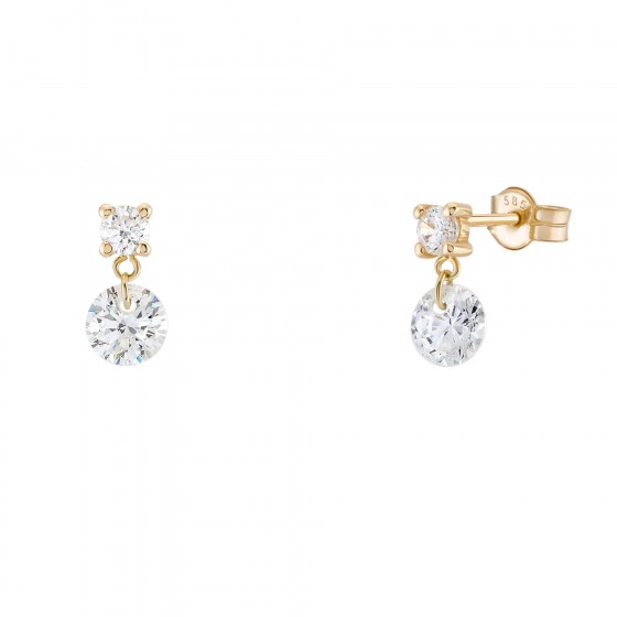 Gold Timeless Drop Solitaire Earrings
