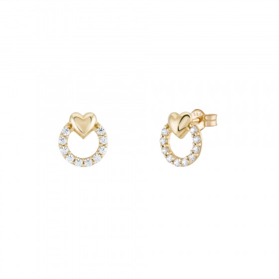 Pendientes Oro Timeless Round With Heart Pendientes Oro Timeless Round With Heart