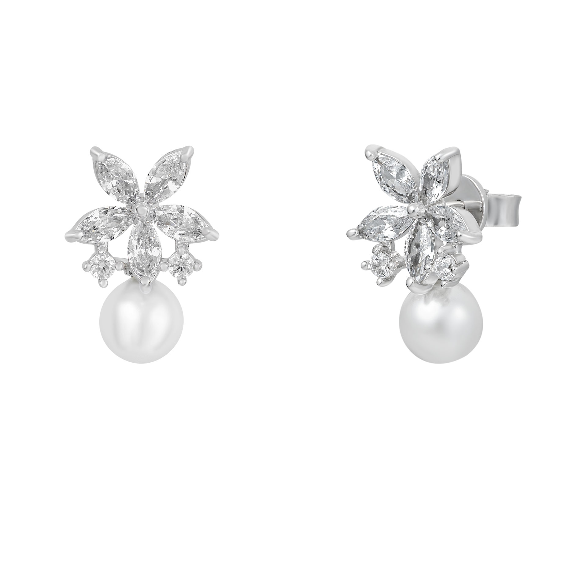 Pendientes Classy Flores y Perlas
