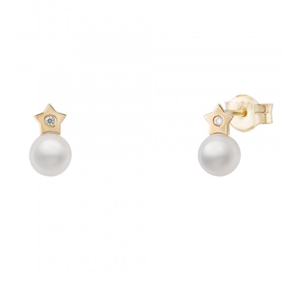 Gold Girls Pearl & Star Earrings Gold Girls Pearl & Star Earrings