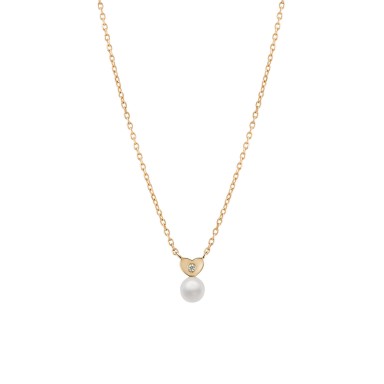 Gold Girls Pearl & Heart Necklace Gold Girls Pearl & Heart Necklace