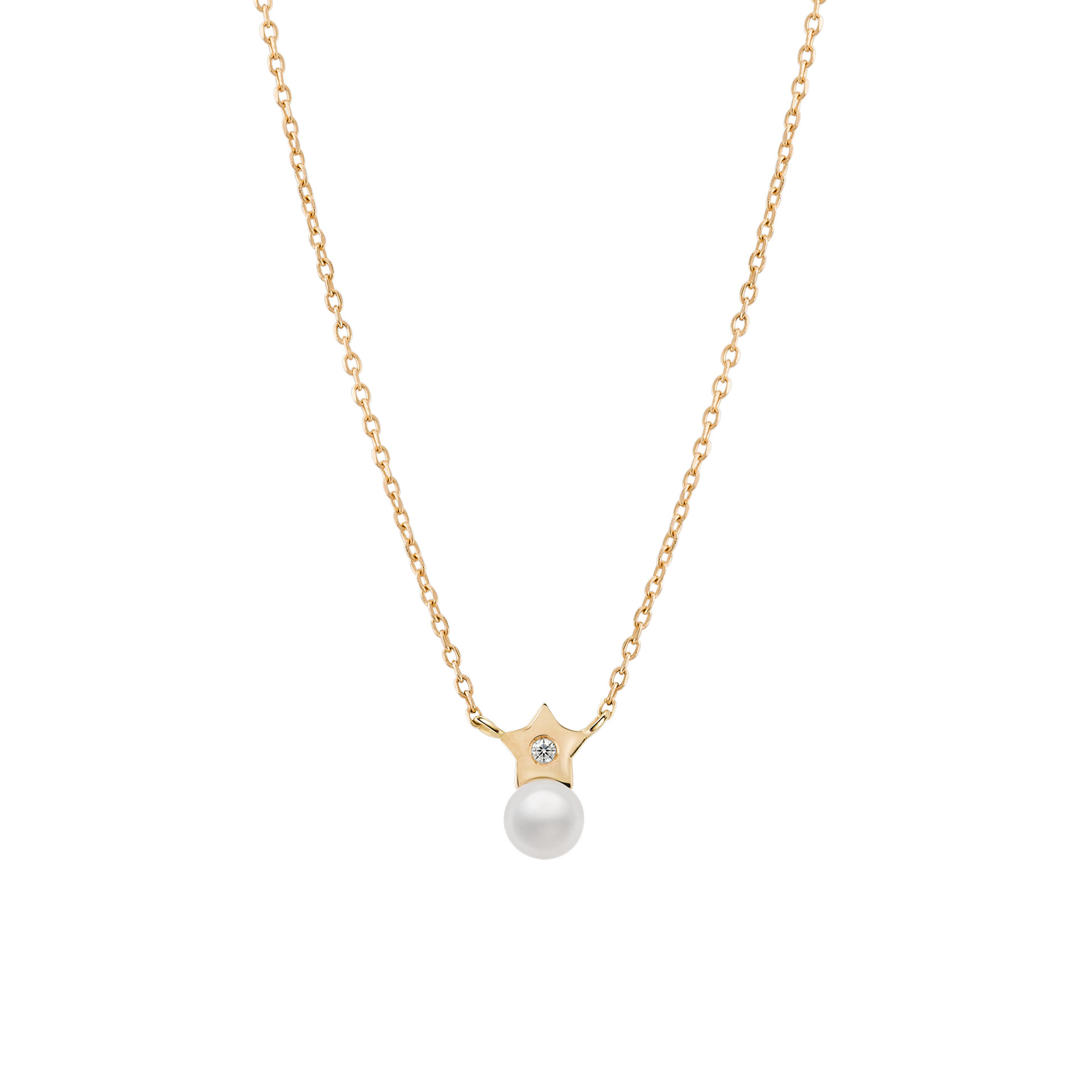 Gold Girls Pearl & Star Necklace