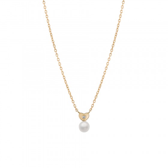 Gold Girls Pearl & Heart Necklace Gold Girls Pearl & Heart Necklace
