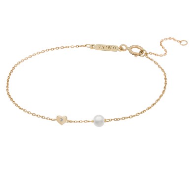 Gold Girls Pearl & Heart Bracelet Gold Girls Pearl & Heart Bracelet