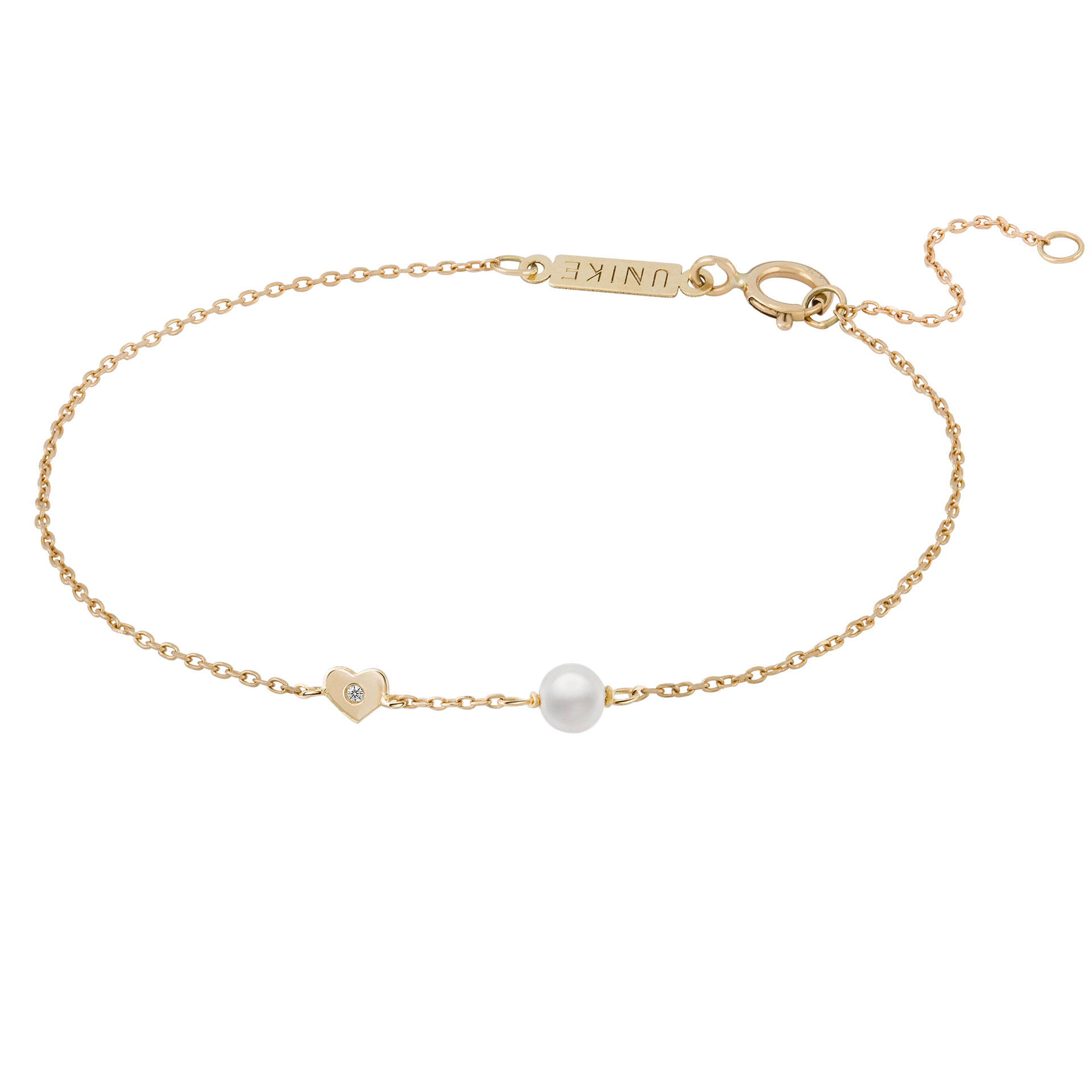 Gold Girls Pearl & Heart Bracelet