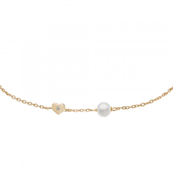 Gold Girls Pearl & Heart Bracelet Gold Girls Pearl & Heart Bracelet