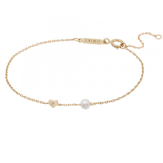Gold Girls Pearl & Heart Bracelet Gold Girls Pearl & Heart Bracelet