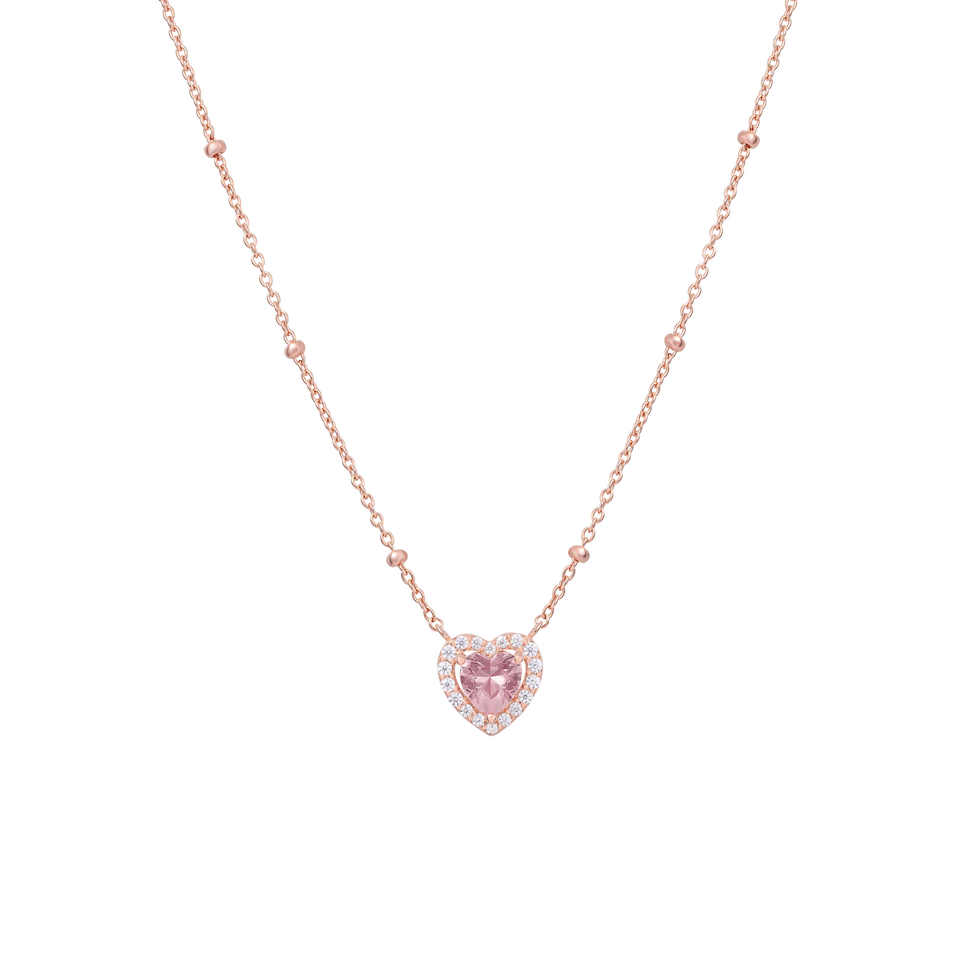 Love in Rose Heart & Sphers Necklace
