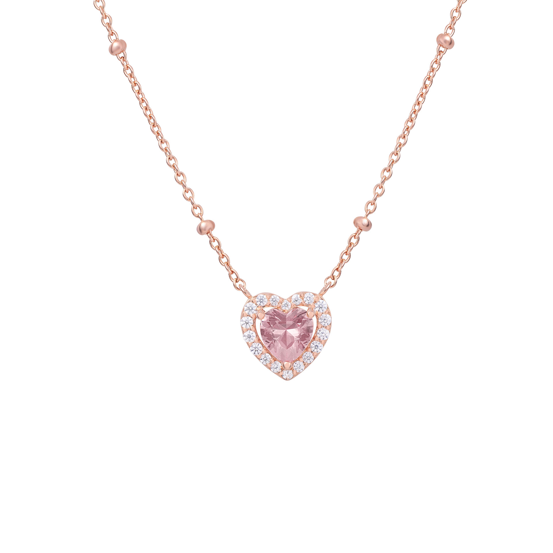 Love in Rose Heart & Sphers Necklace
