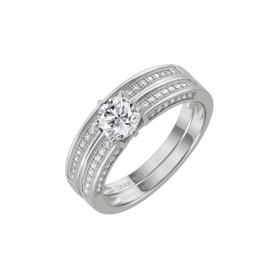Classy Solitaire Double Ring