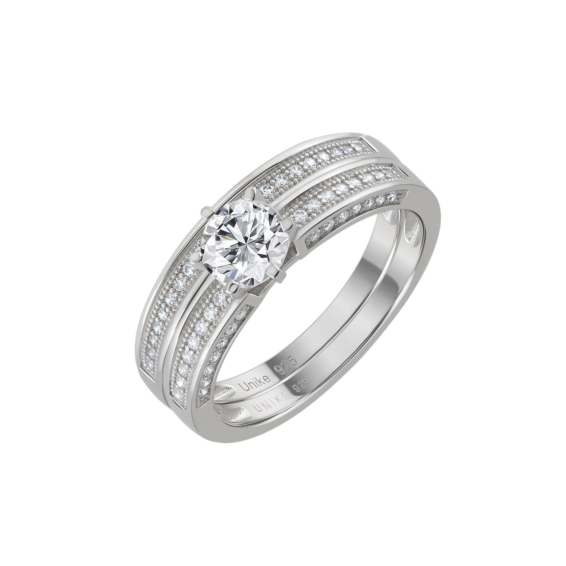 Classy Solitaire Double Ring