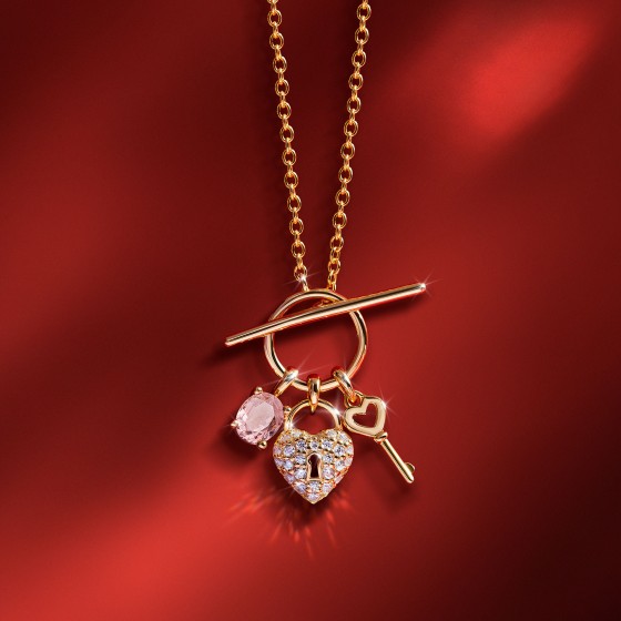 Valentines Day Key & Heart Necklace