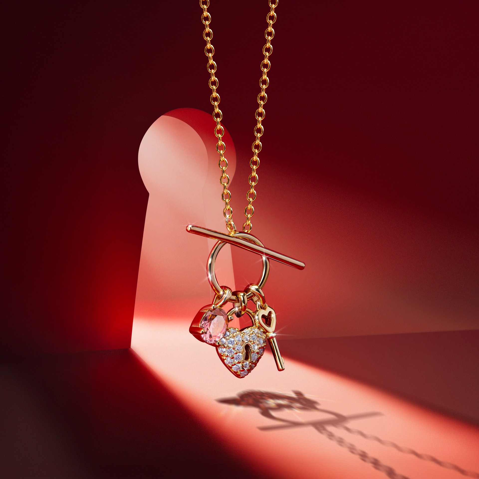Valentines Day Key & Heart Necklace
