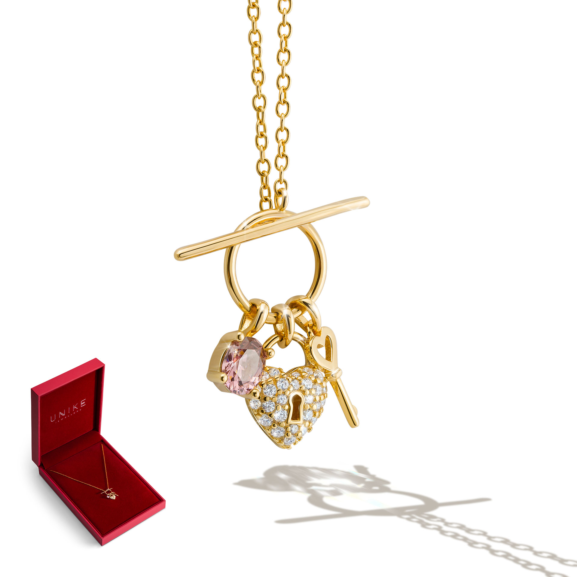 Valentines Day Key & Heart Necklace