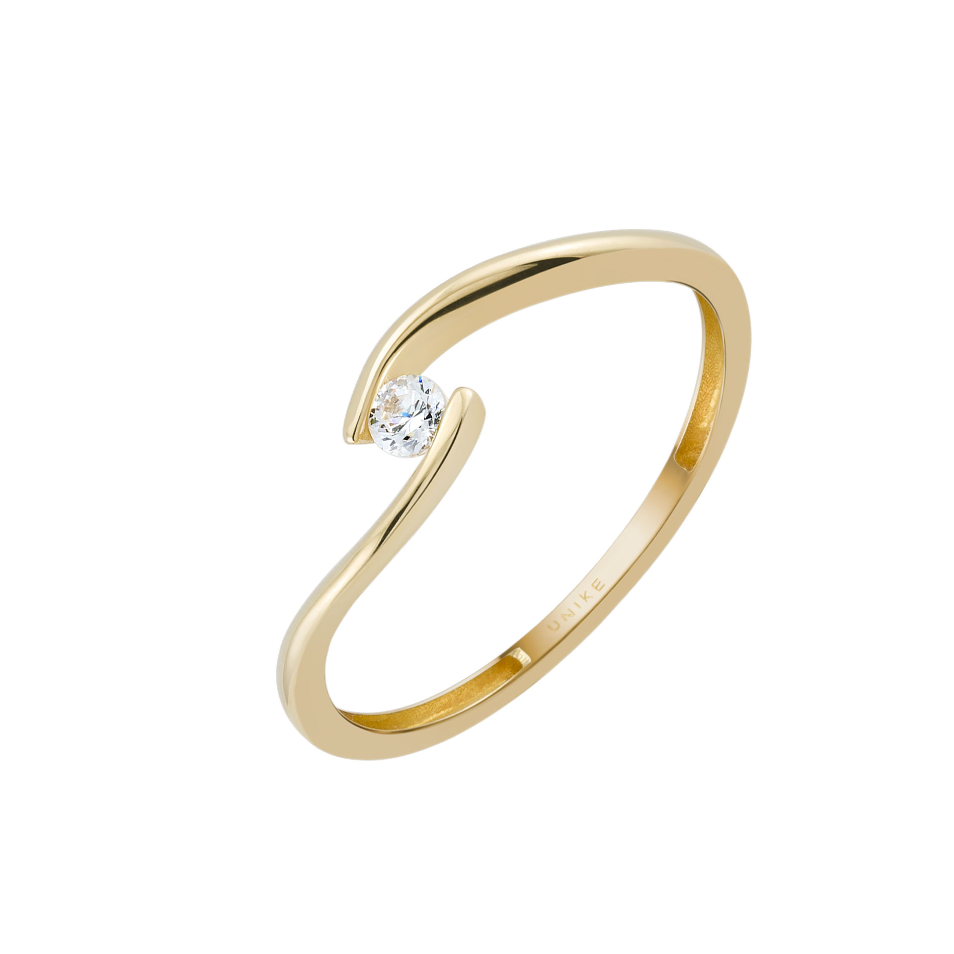 Double Line Gold Solitaire Ring