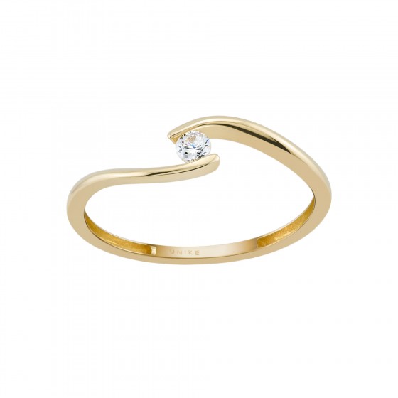 Double Line Gold Solitaire Ring