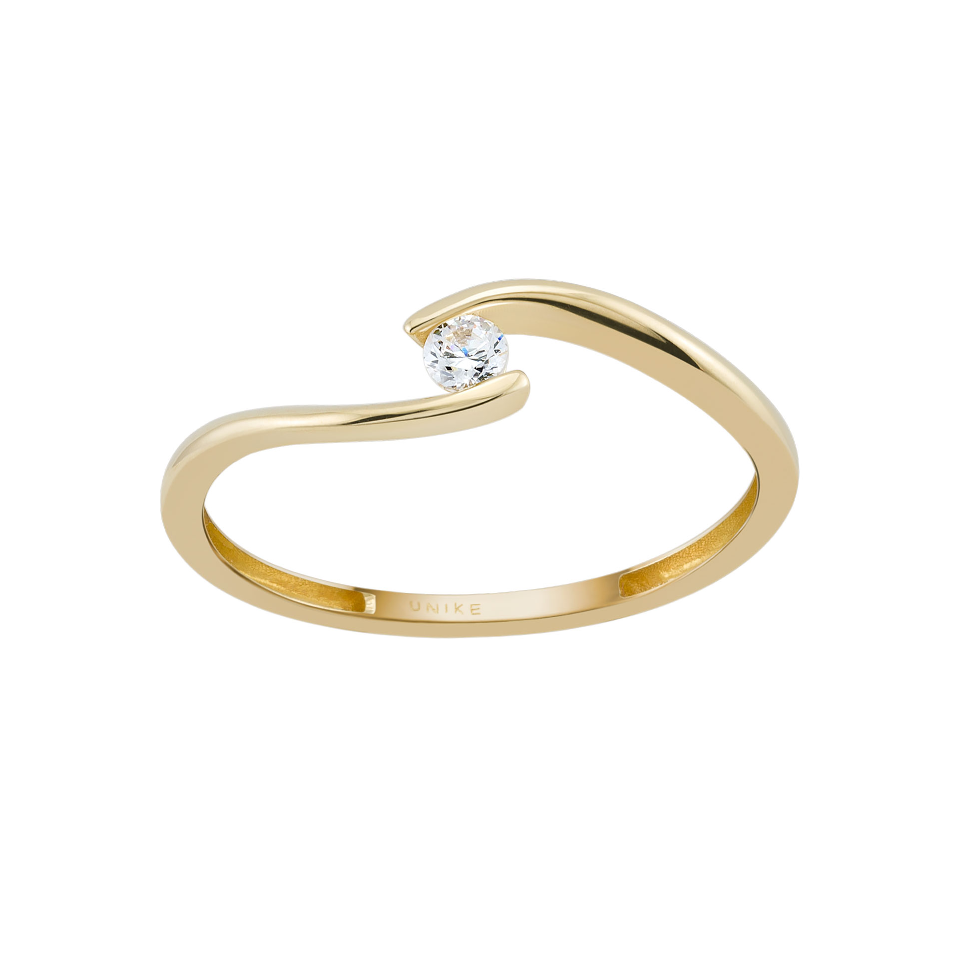 Double Line Gold Solitaire Ring