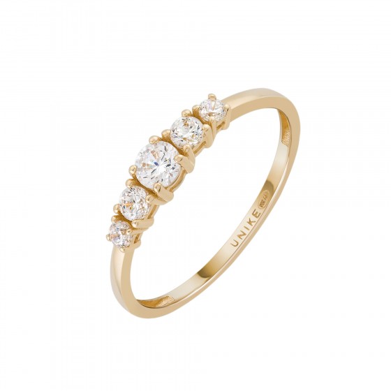 Gold 5 Stones Solitaire Ring