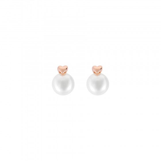 Love in Rose Heart & Pearl Earrings