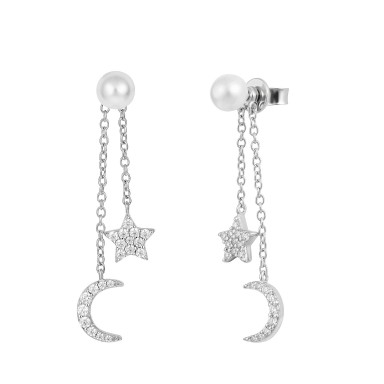 Matchy Pearls Moon & Star Earrings