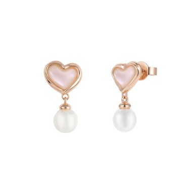 Love in Rose Heart & Pearl Earrings