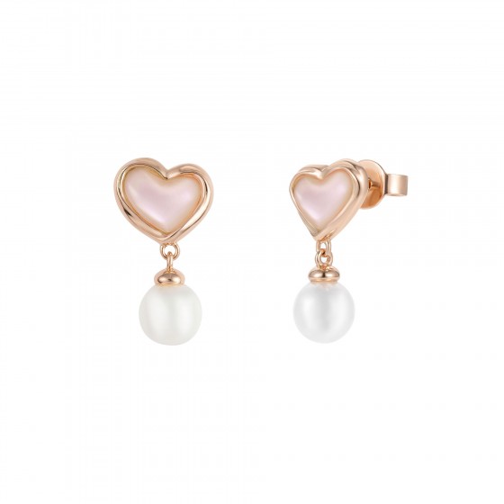 Love in Rose Heart & Pearl Earrings