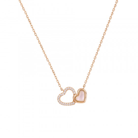 Love in Rose Mother of Pearl Hearts Necklace