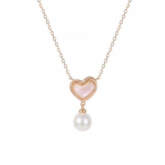 Love in Rose Heart & Pearl Necklace