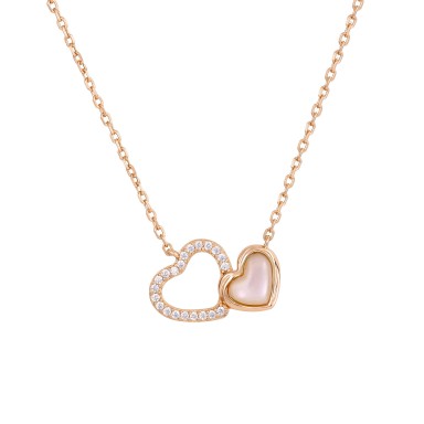 Love in Rose Mother of Pearl Hearts Necklace