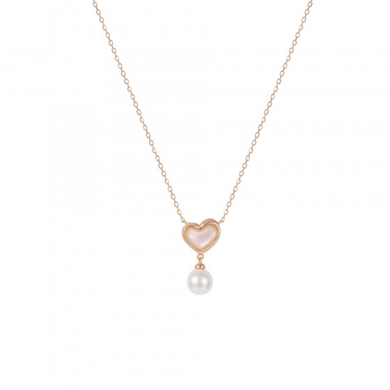 Love in Rose Heart & Pearl Necklace