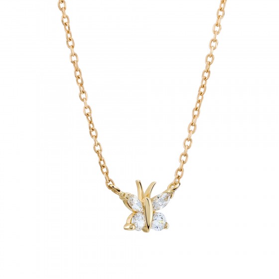 Gold Girls Butterfly Necklace