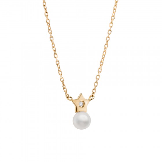 Gold Girls Pearl & Star Necklace