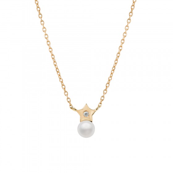 Gold Girls Pearl & Star Necklace