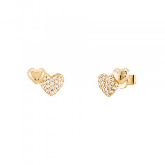 Mother's Day 2 Hearts Golden Earrings