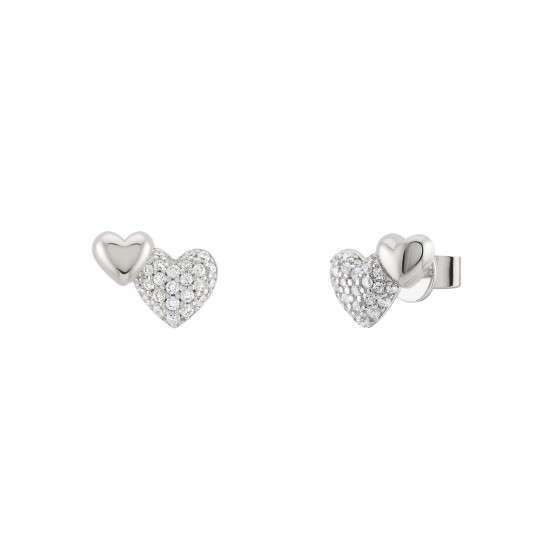 Mother's Day 2 Hearts Silver Earrings