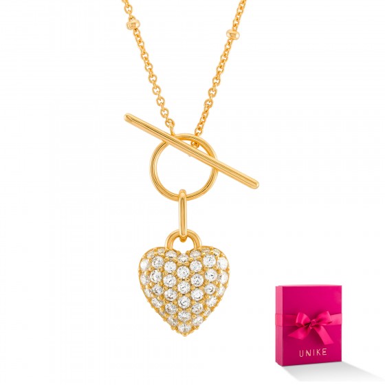 Mother's Day Heart & Travinca Golden Necklace
